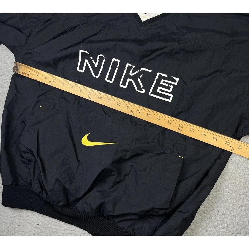 Nike Logo Nylon Pullover Sweatshirt Shirt Black White Vintage 90's Youth XL